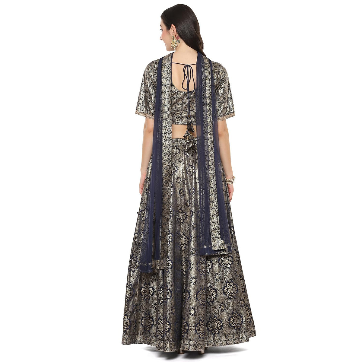 BIBA Women Printed Straight Polyester Readymade Lehenga Set