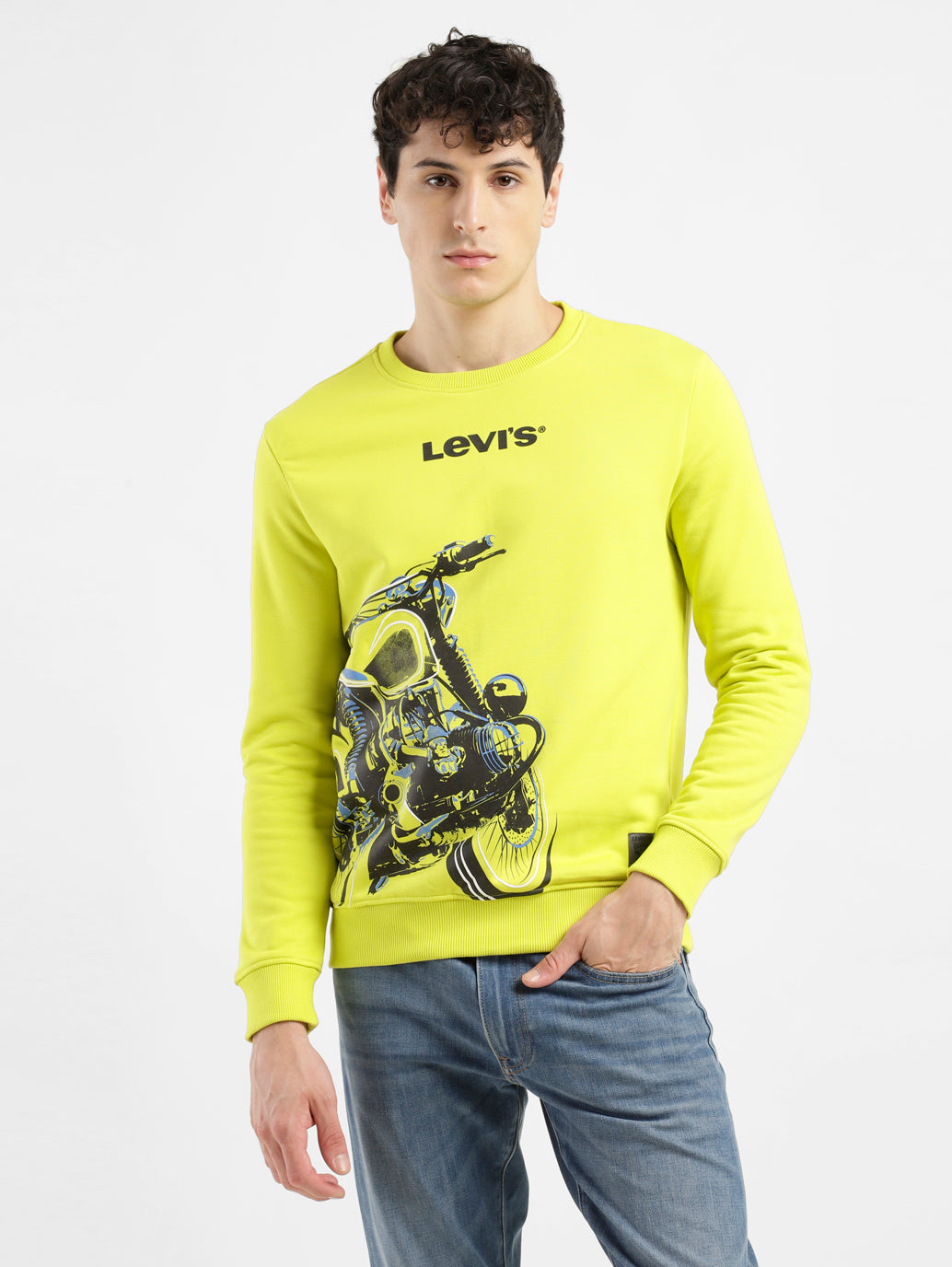 Men's Solid Green Crew Neck Sweatshirt