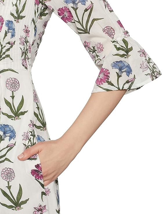 BIBA Women's Cotton Bubble Hem Knee-Long Dress