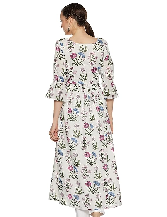 BIBA Women's Cotton Bubble Hem Knee-Long Dress