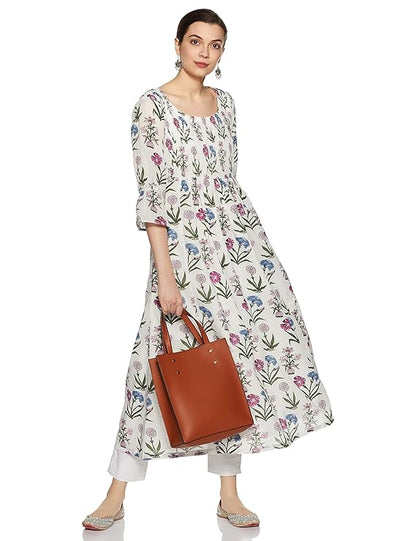 BIBA Women's Cotton Bubble Hem Knee-Long Dress