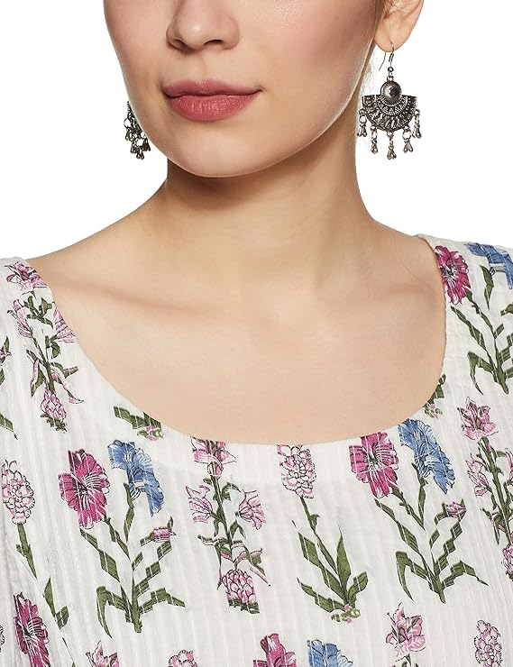 BIBA Women's Cotton Bubble Hem Knee-Long Dress