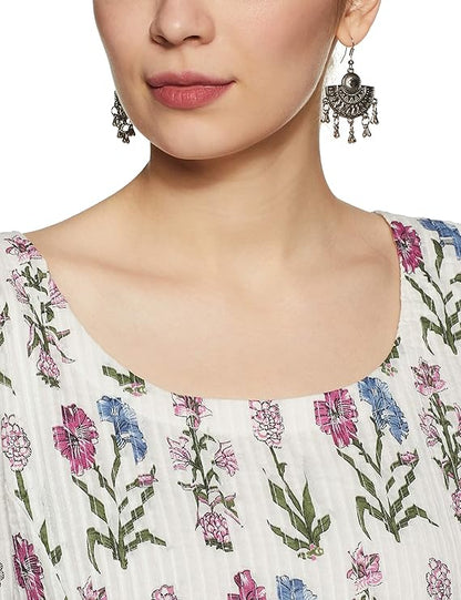 BIBA Women's Cotton Bubble Hem Knee-Long Dress