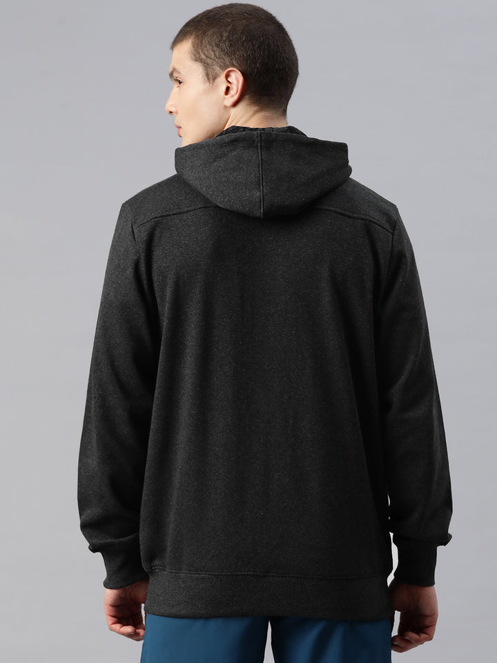Men's Full-Zip Dark Grey Fleece Lined Hoodie