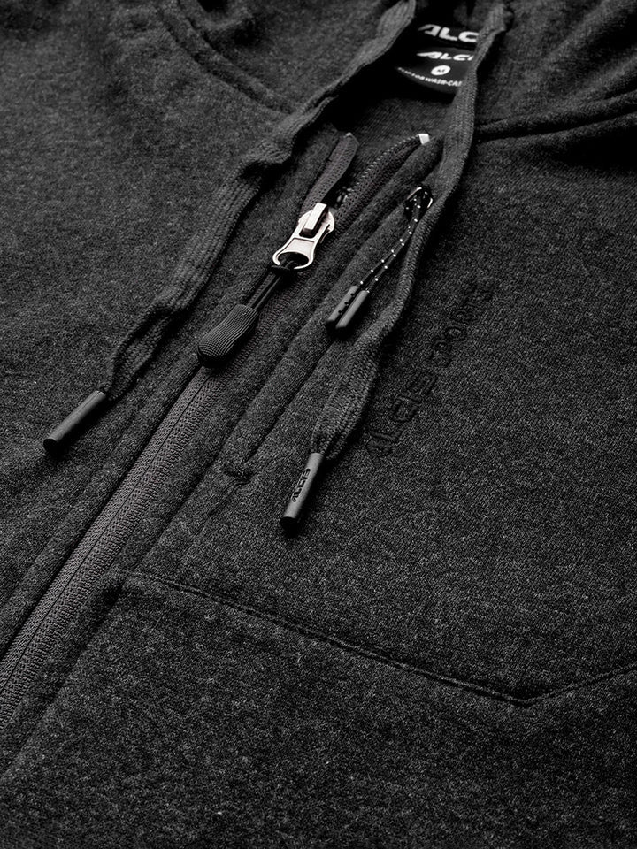 Men's Full-Zip Dark Grey Fleece Lined Hoodie
