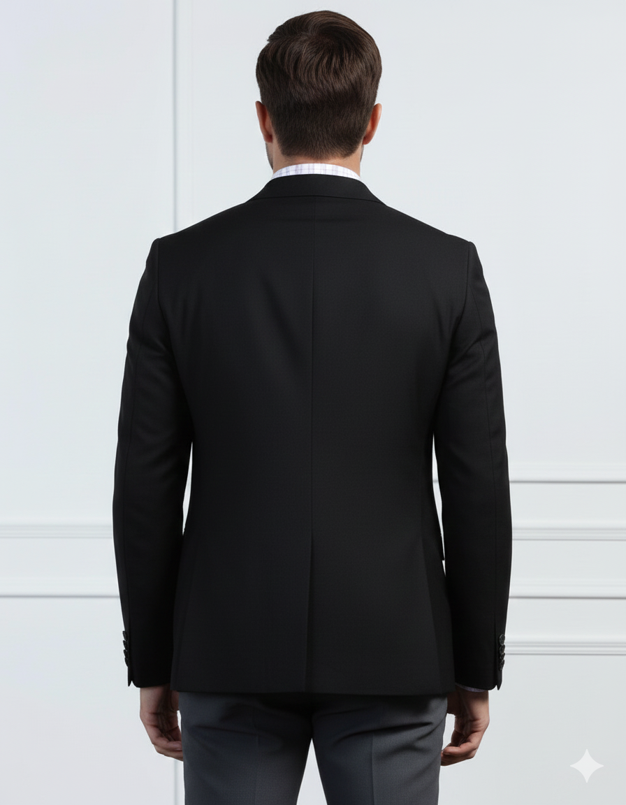 Premium Black Textured Formal Blazer