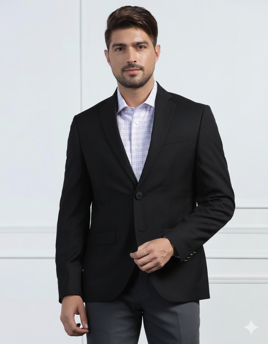 Premium Black Textured Formal Blazer