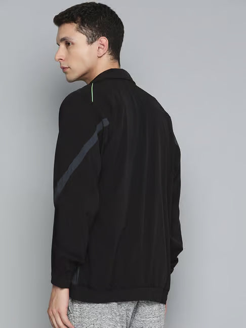 Black Slim Fit High Neck Sports Jacket