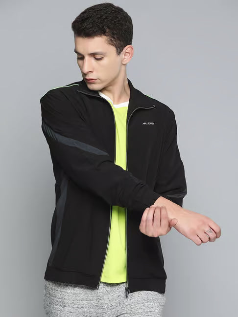 Black Slim Fit High Neck Sports Jacket