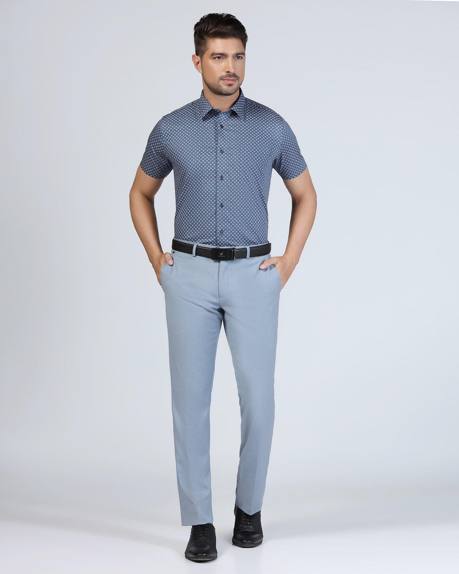 Men's Slim Fit Light Blue Formal Trouser