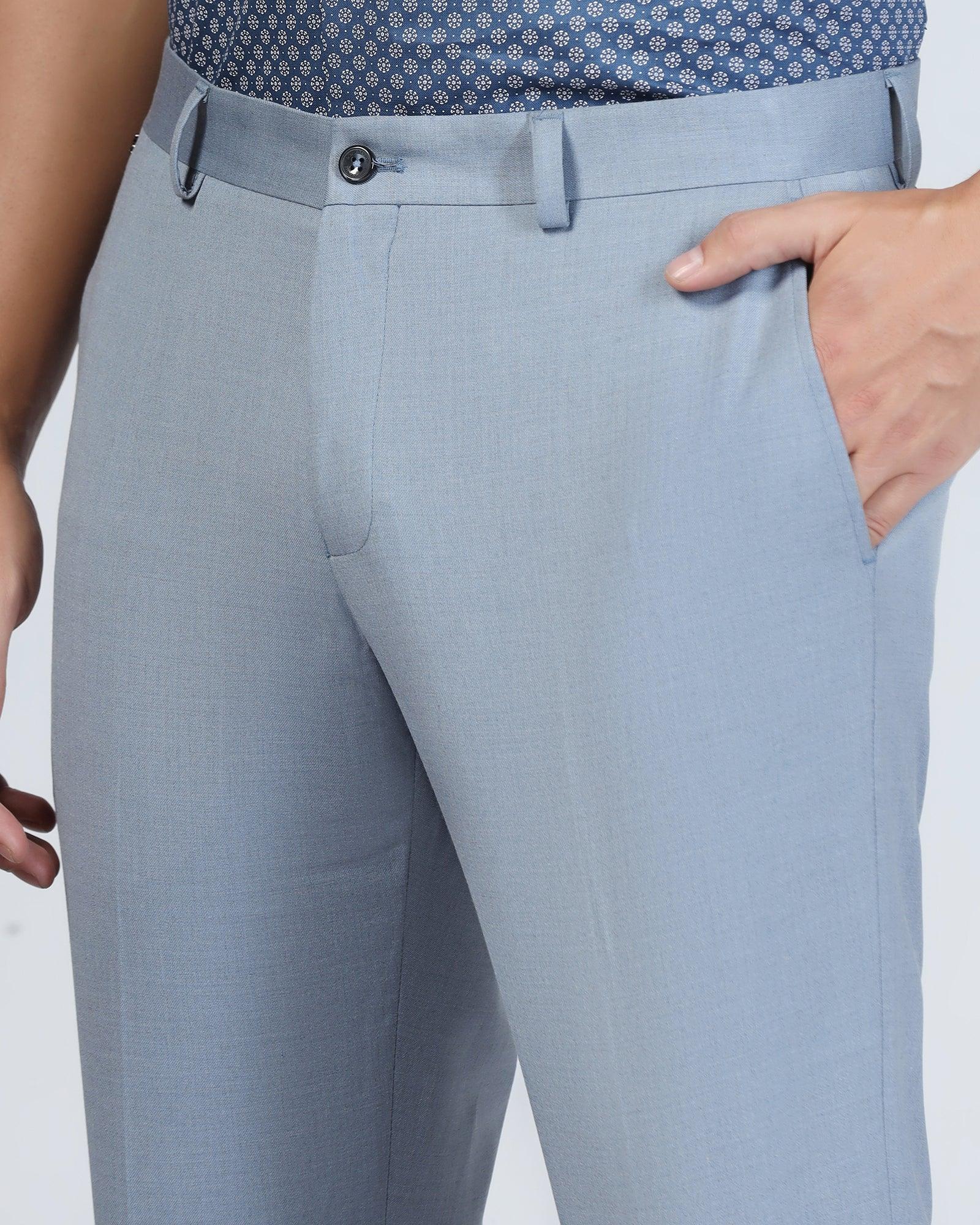 Men's Slim Fit Light Blue Formal Trouser