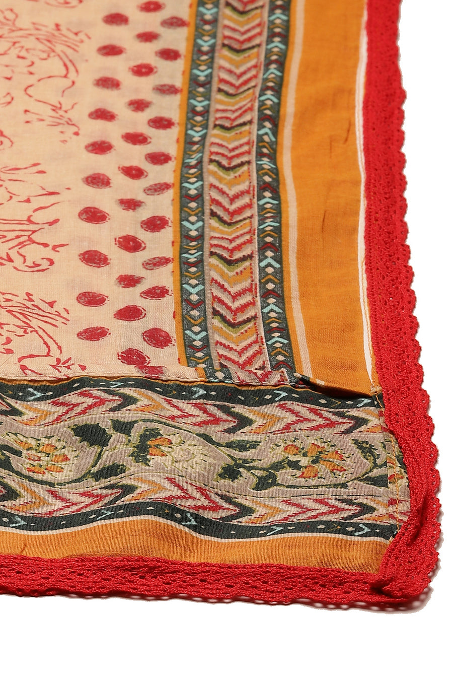 BIBA Red Cotton Straight Kurta Palazzo Suit Set
