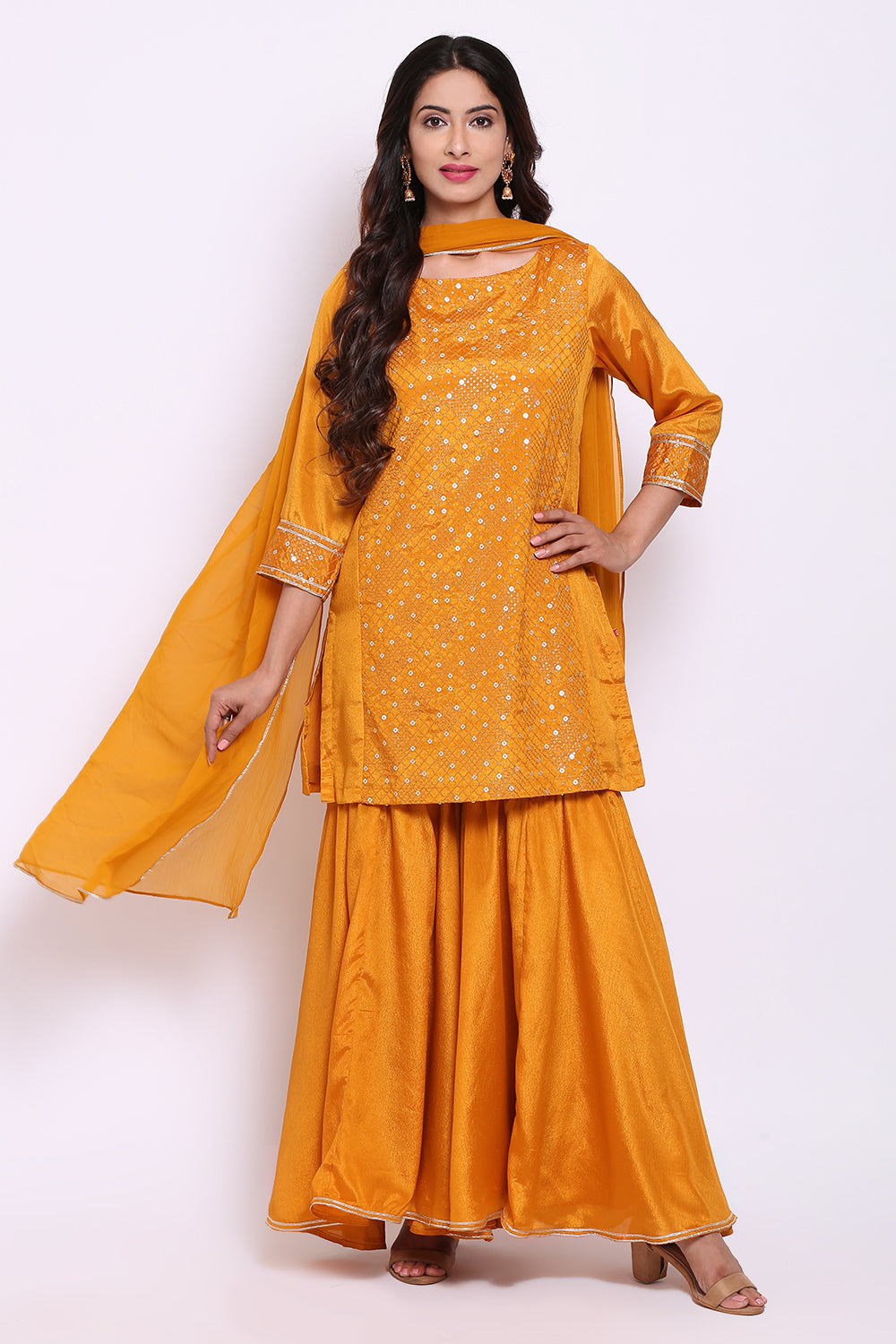 Yellow Art Silk Kurta Garara Set – Premium Surplus Collection