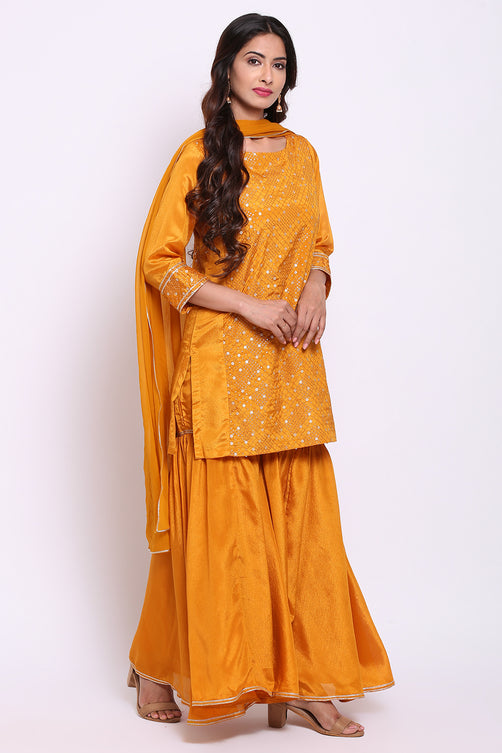 Yellow Art Silk Kurta Garara Set – Premium Surplus Collection